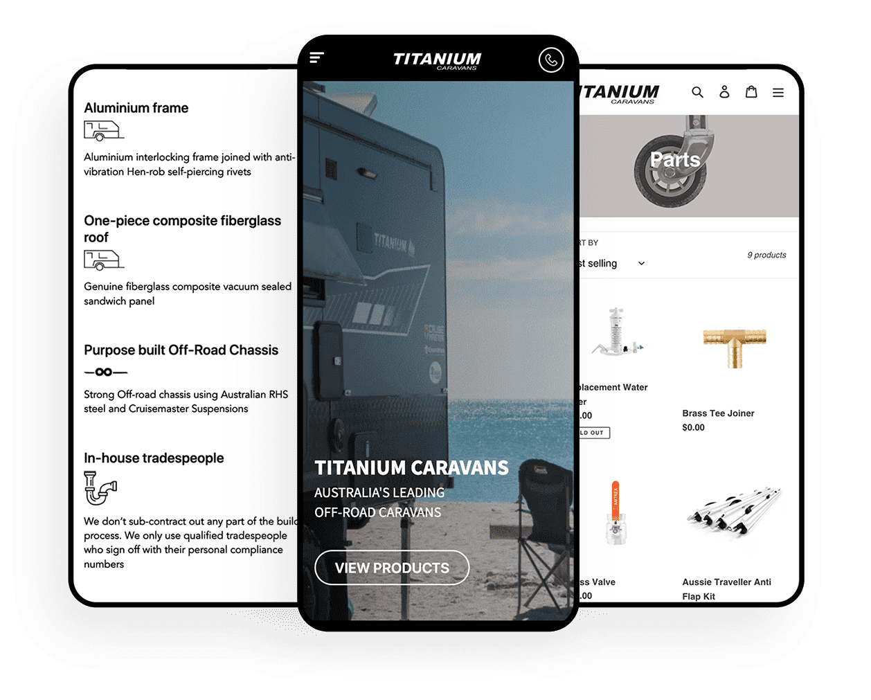 Titanium Caravans mobile website design mockup