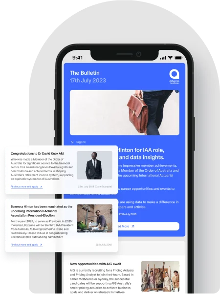 The Actuaries Institute Bulletin Page Mobile Mockup